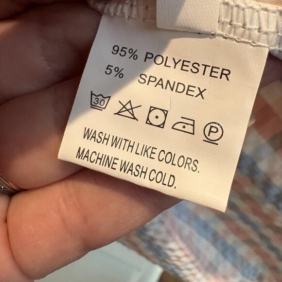 Plaid Gingham Shirt Dress Women Medium Red Blue Puff Sleeve Game Day Button Down - Picture 9 of 13